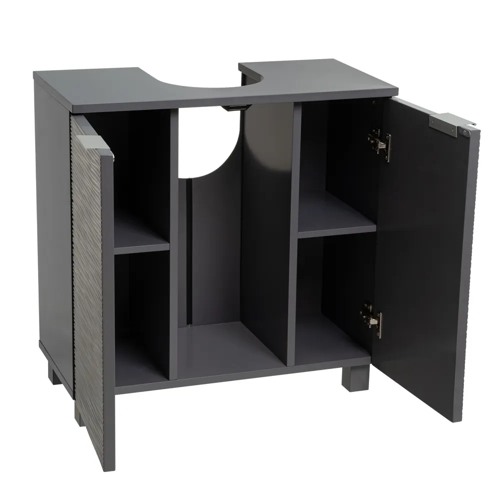 MUEBLE BAJO LAVABO 2 PUERTAS MDF GRIS 60 X 30 X 60 CM