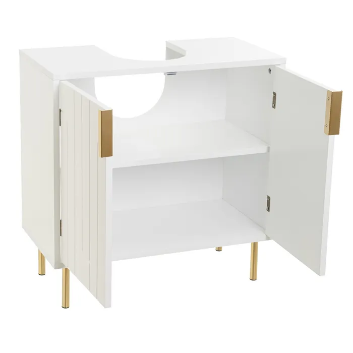 MUEBLE BAJO LAVABO 2 PUERTAS MDF BLANCO 60 X 30 X 60 CM
