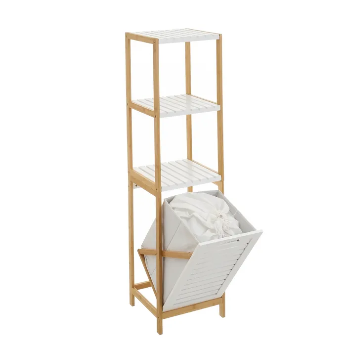 ESTANTERA 2 BALDAS Y 1 CESTO BAMB-MDF 34 X 33 X 140 CM