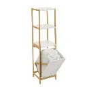ESTANTERA 2 BALDAS Y 1 CESTO BAMB-MDF 34 X 33 X 140 CM