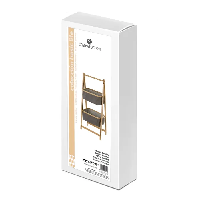 MUEBLE 2 CESTAS BAMB-TELA 45 X 36 X 98 CM