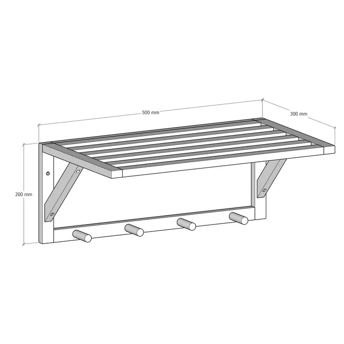 ESTANTE PERCHERO 4 GANCHOS BAMB 50 X 30 X 20 CM
