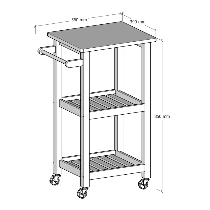 CARRO COCINA MDF-PINO BLANCO 56 X 39 X 85 CM