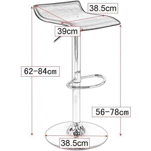 TABURETE CUERO SINTTICO-METAL NEGRO 39 X 39 X 84 CM