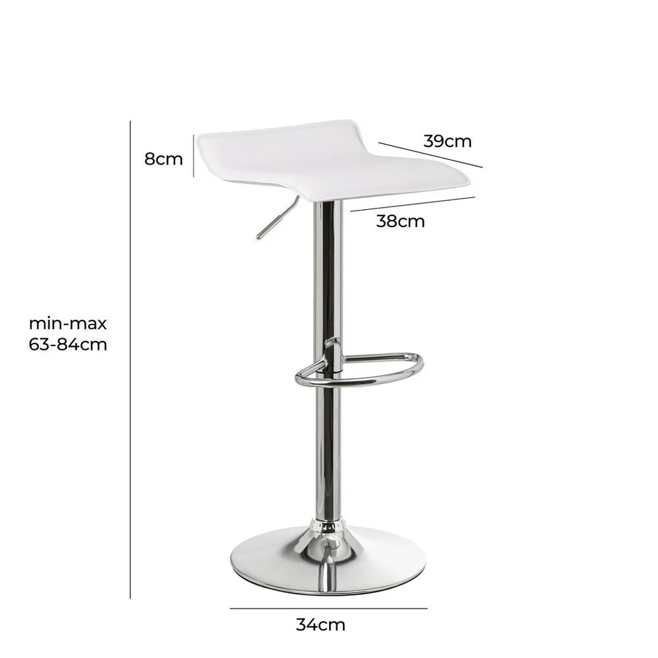TABURETE CUERO SINTTICO-METAL BLANCO 39 X 39 X 84 CM