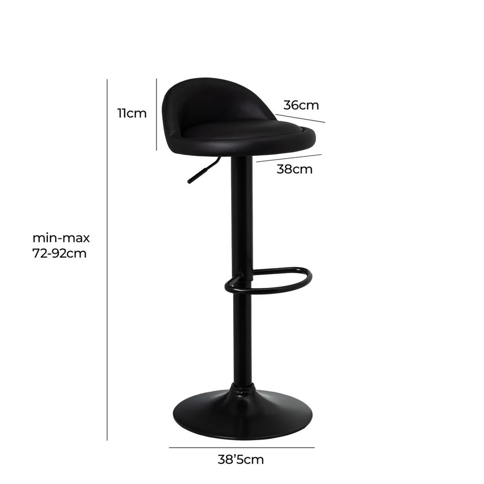 TABURETE CUERO SINTTICO-METAL NEGRO 39 X 43 X 92 CM