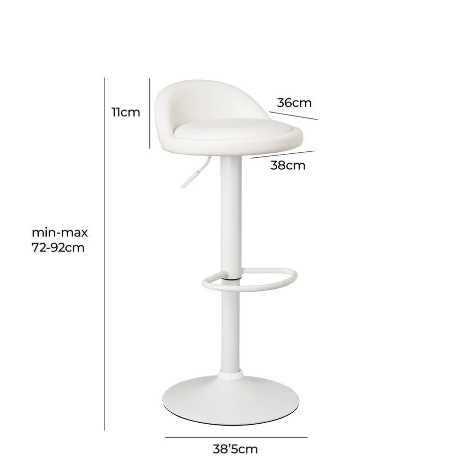 TABURETE CUERO SINTTICO-METAL BLANCO 39 X 43 X 92 CM