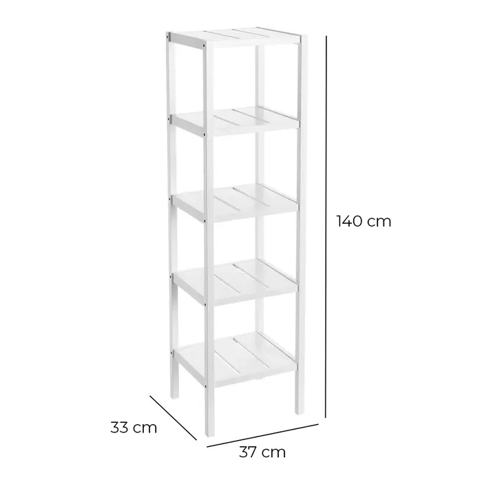 ESTANTERA 5 BALDAS MDF BLANCO 37 X 33 X 140 CM