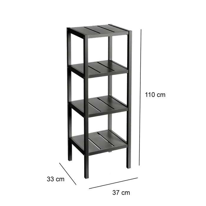 ESTANTERA 4 BALDAS MDF NEGRO 37 X 33 X 110 CM