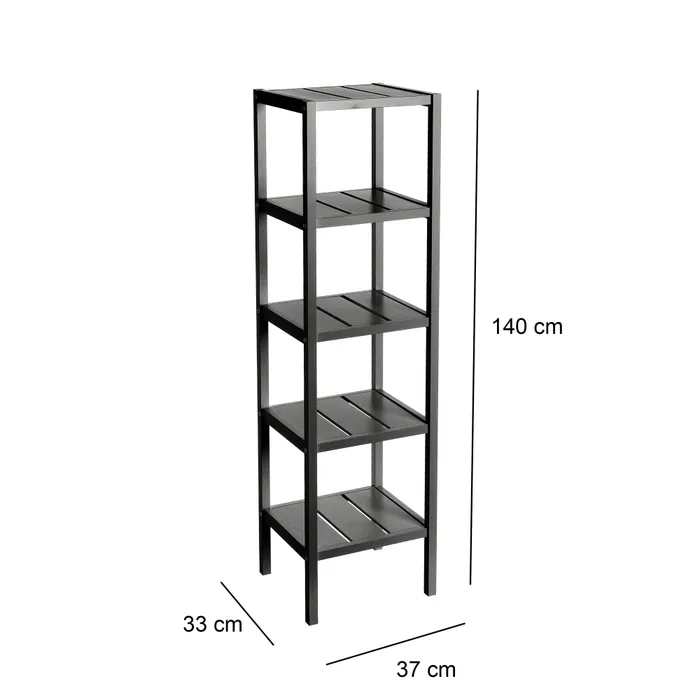 ESTANTERA 5 BALDAS MDF NEGRO 37 X 33 X 140 CM