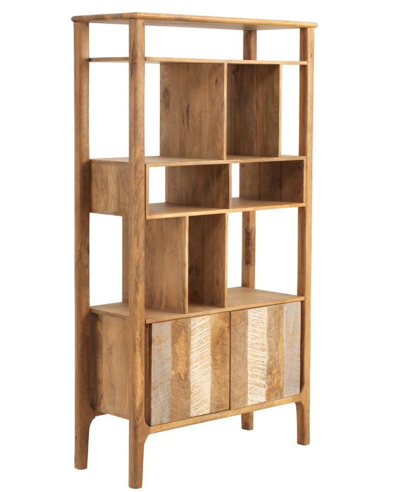 LIBRERIA MADERA MACIZA DE MANGO GRIS ENVEJECIDO