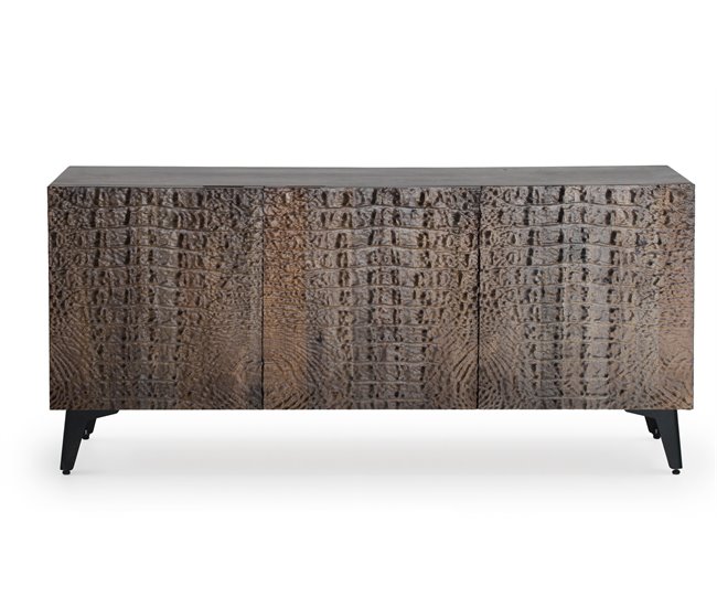 APARADOR 3 PUERTAS MADERA DE MANGO IMITACION PIEL CAIMAN BRONZE