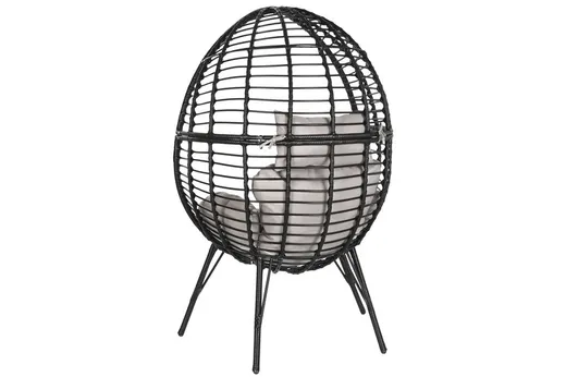 SILLON RATAN SINTETICO METAL EN NEGRO Y GRIS CON COJINES
