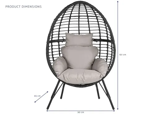 SILLON RATAN SINTETICO METAL EN NEGRO Y GRIS CON COJINES