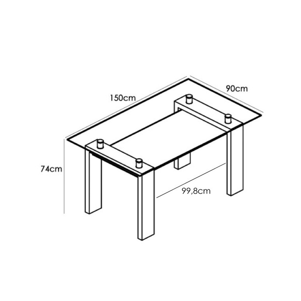 MESA COMEDOR FIJA TAPA CRISTAL SENSEI CAMBRI