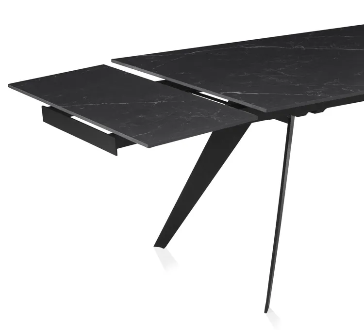 MESA NEGRA CERAMICA EXTENSIBLE 180/260X95 CM PIE METAL COLOR NEG