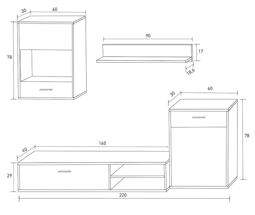 MUEBLE TV 220CM HELENA CAM-BLANCO
