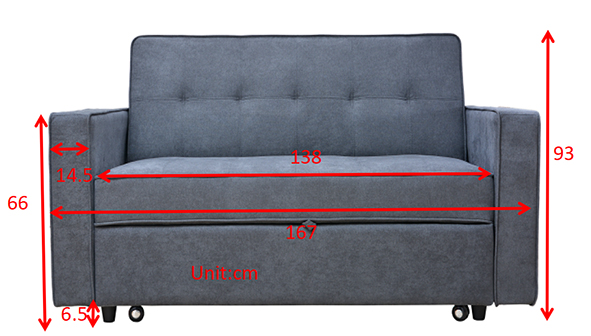 SOFA CAMA C/BRAZOS IZAN GRIS