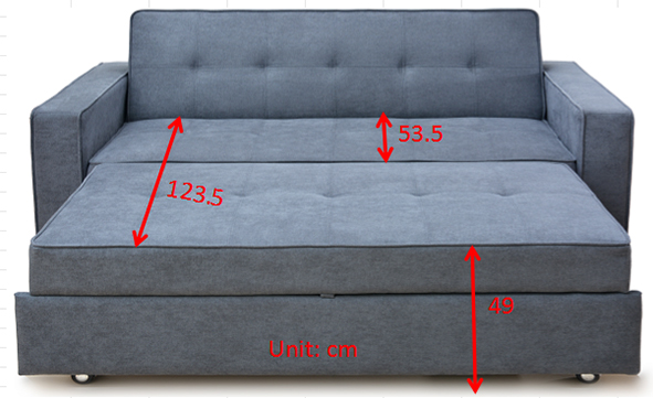 SOFA CAMA C/BRAZOS IZAN GRIS