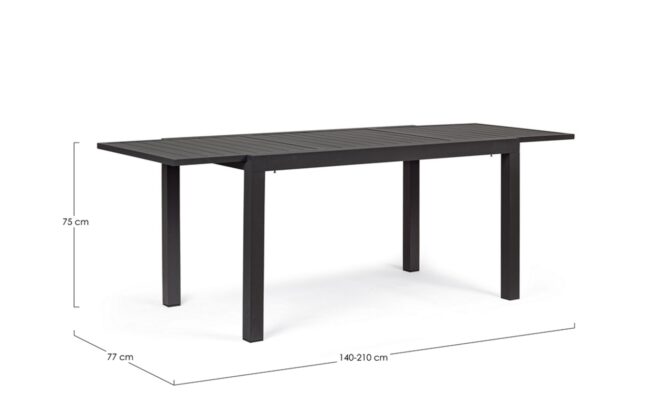 MESA EXT. HILDE 140- 210 x 77 CM. ANTRACITA