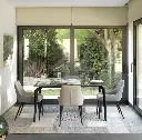 MESA CERAMICA NEGRA PATA METAL NEGRA 140X80 CM