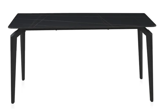 MESA CERAMICA NEGRA PATA METAL NEGRA 140X80 CM