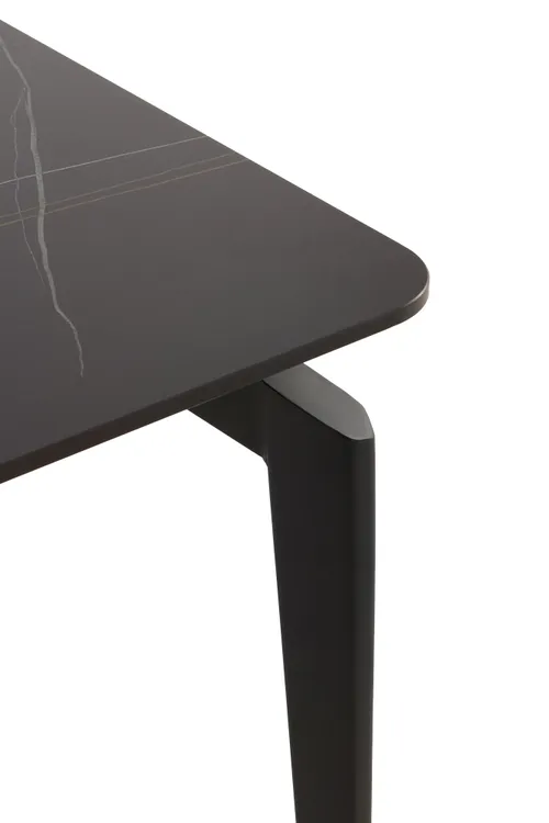 MESA CERAMICA NEGRA PATA METAL NEGRA 140X80 CM