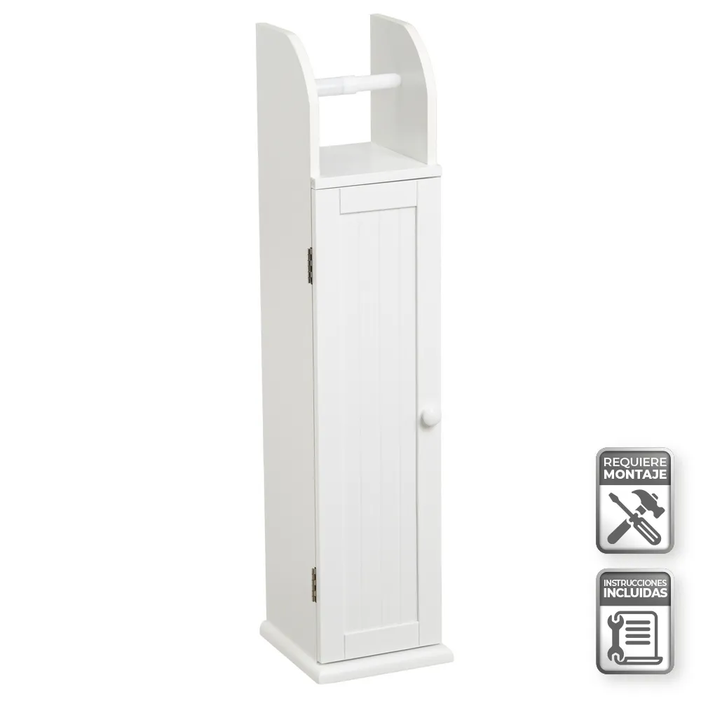 MUEBLE PORTARROLLOS PAPEL WC MDF BLANCO 18 X 20 X 79 CM