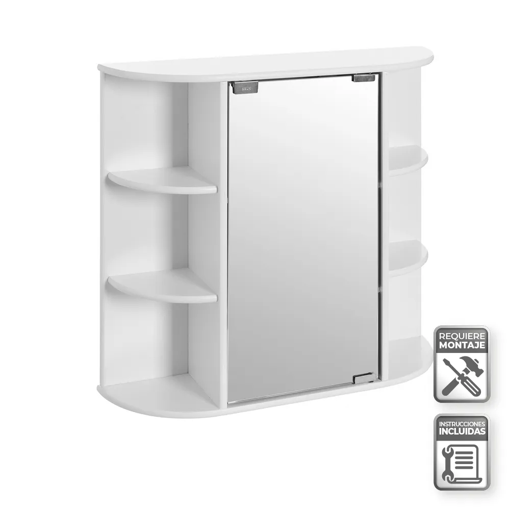 MUEBLE ESPEJO 4 BALDAS BASIC WHITE 59 X 16 X 58 CM