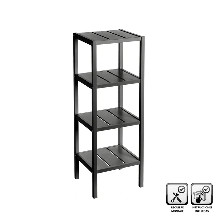 ESTANTERA 4 BALDAS MDF NEGRO 37 X 33 X 110 CM