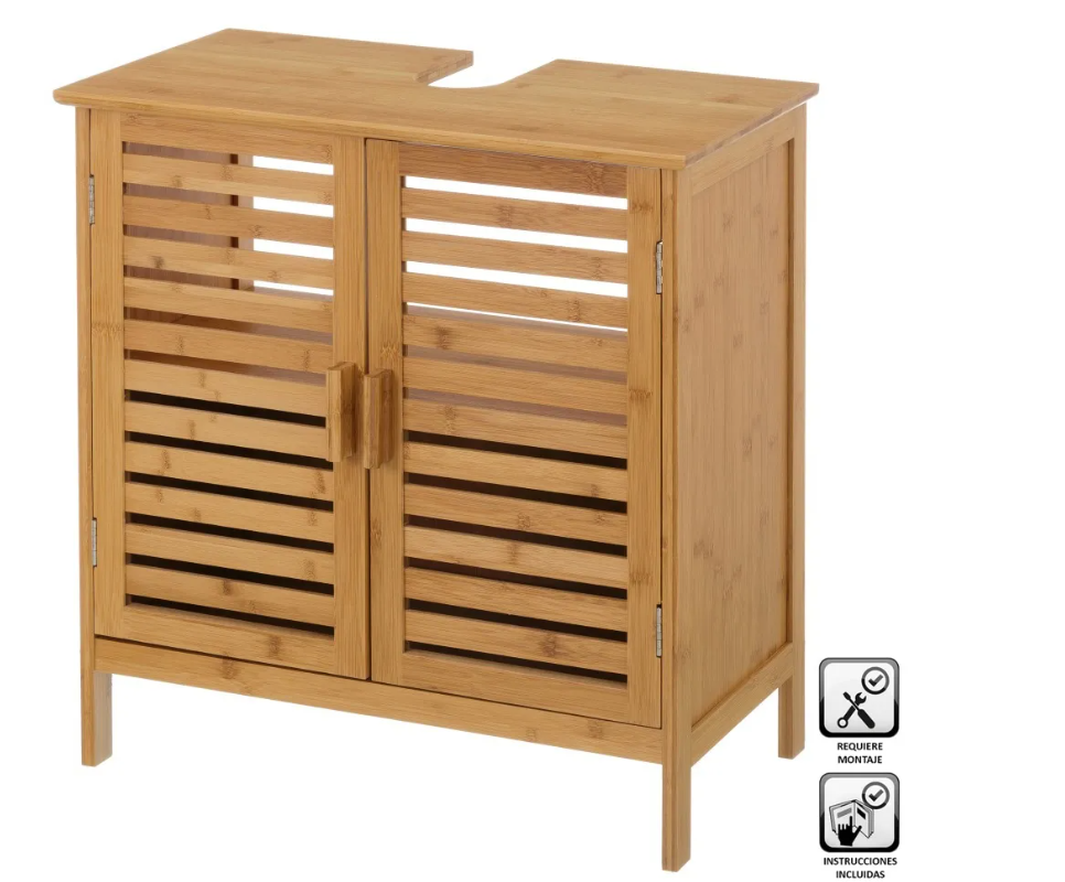 MUEBLE BAJO LAVABO 2 PUERTAS BAMB 60 X 30 X 62 CM