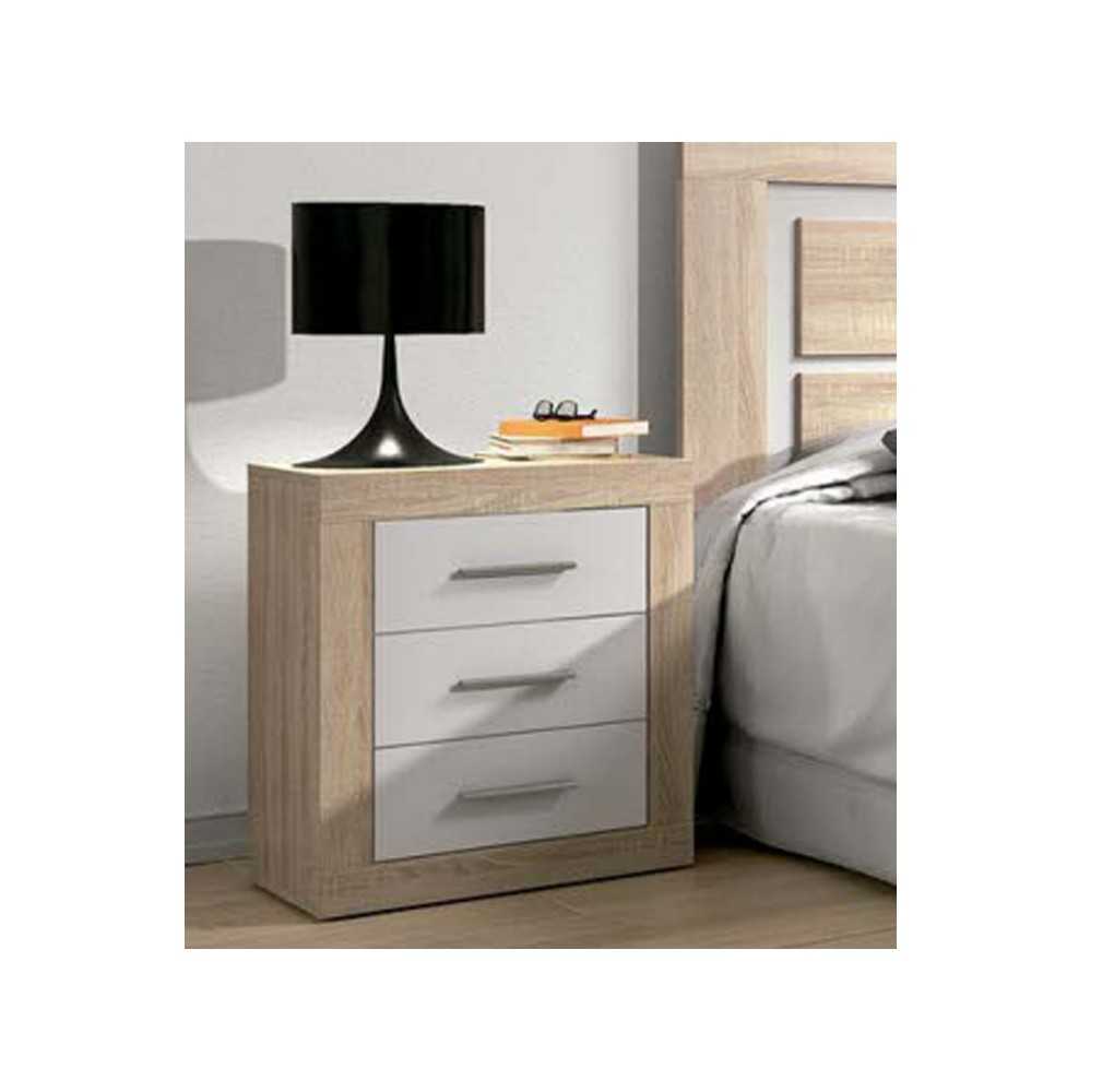 MESITA DE NOCHE 3 CAJONES LARA CAM-BLANCO