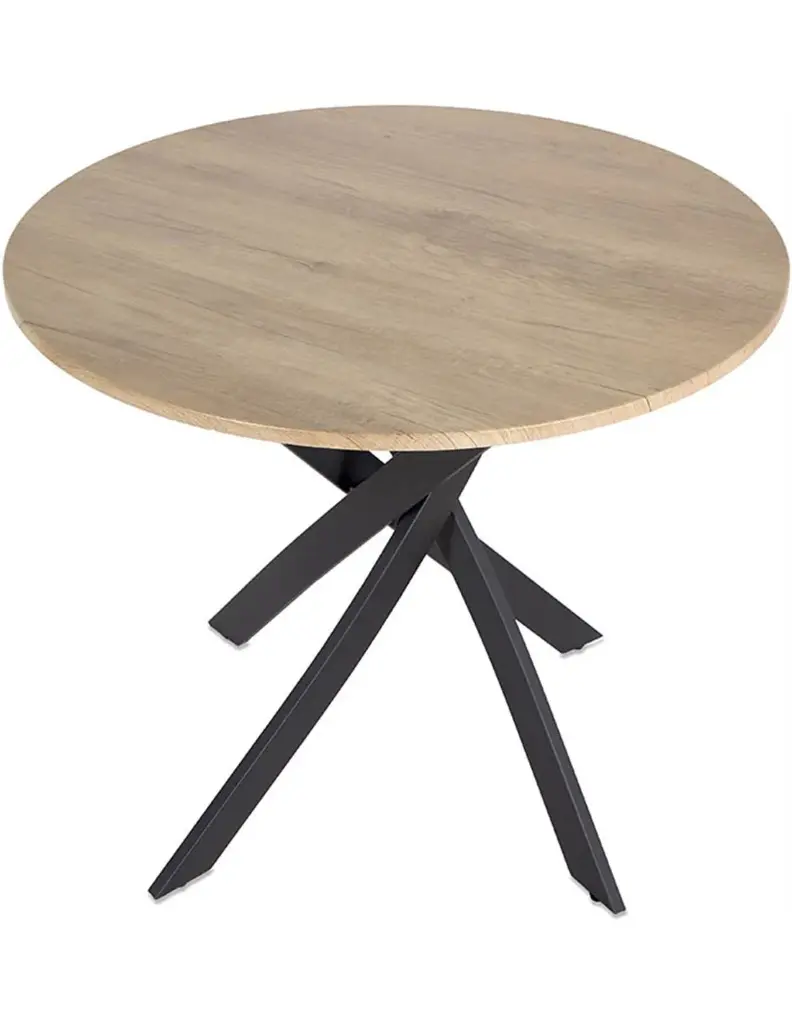MESA COM 90*74 RED TOP MAD PIE ASPA NEGRO METAL
