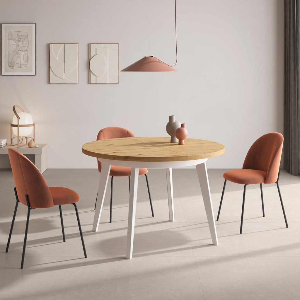 MESA COMEDOR EXTENSIBLE MIKA BLANCA/NATURAL
