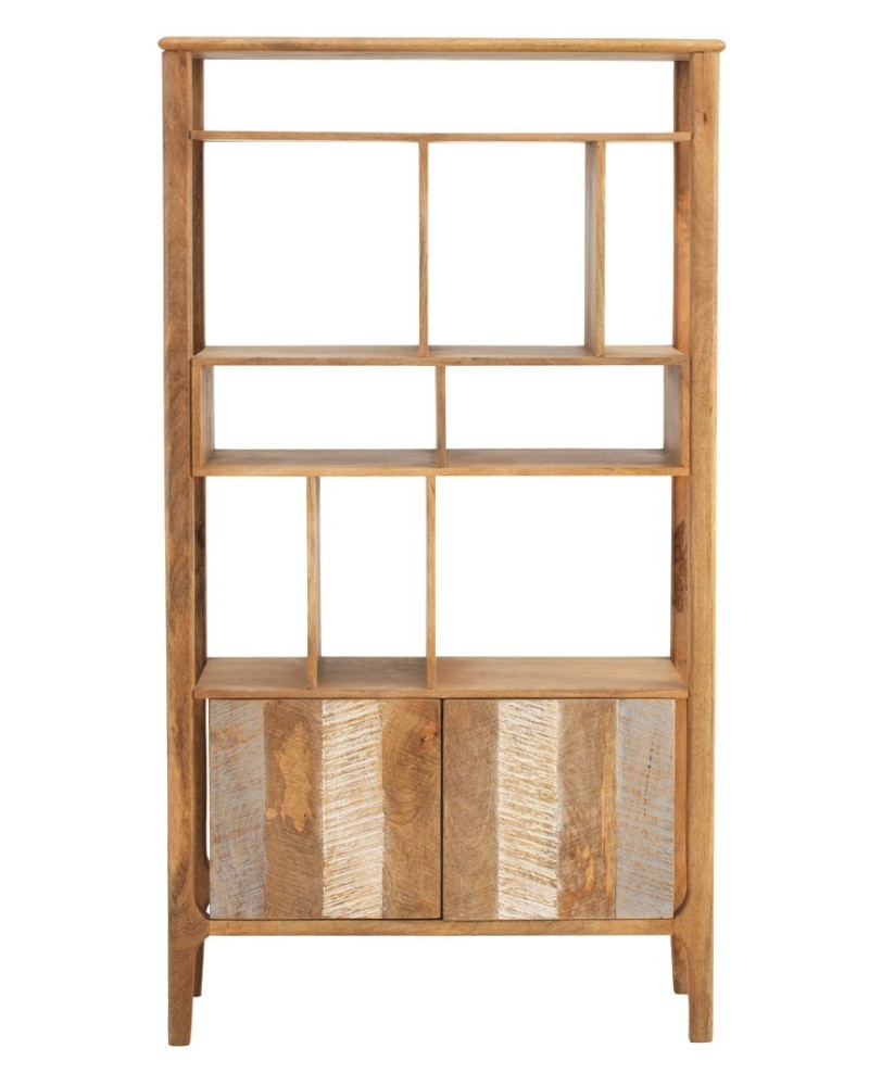 LIBRERIA MADERA MACIZA DE MANGO GRIS ENVEJECIDO