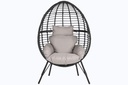 SILLON RATAN SINTETICO METAL EN NEGRO Y GRIS CON COJINES