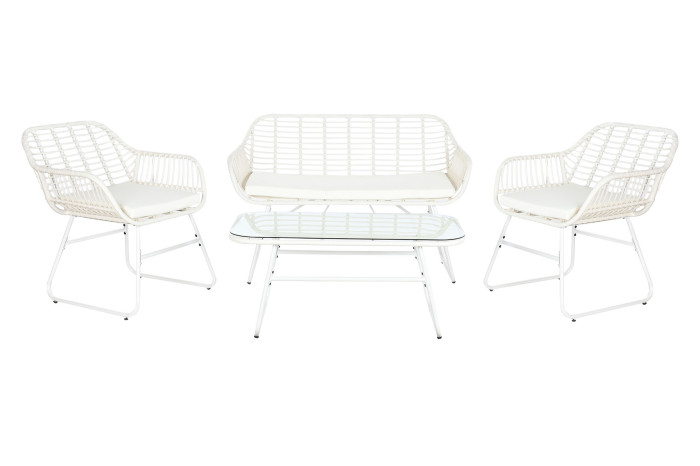 SOFA SET 4 RATAN SINTETICO 124X74X84 CON COJINES