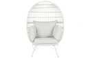 SILLON RATAN SINTETICO ACERO BLANCO CON COJINES