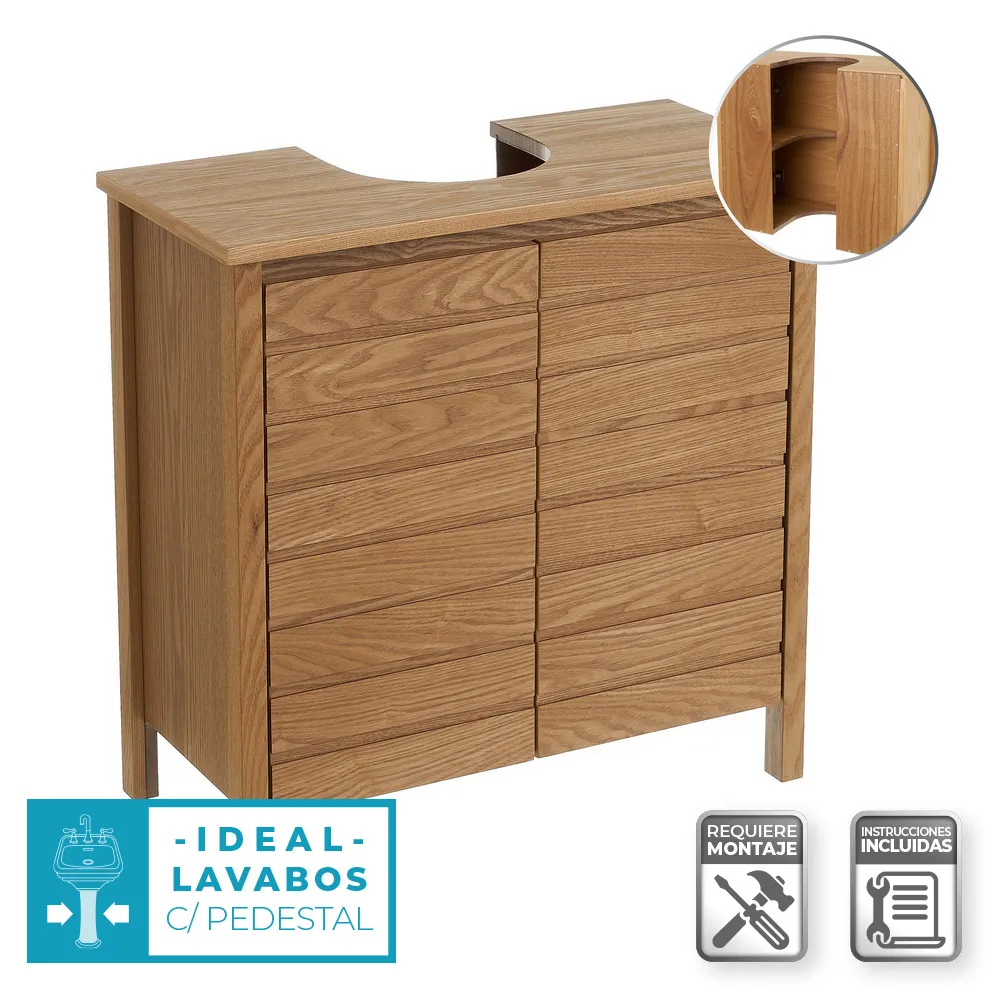 MUEBLE BAJO LAVABO 2 PUERTAS MDF 60 X 30 X 60 CM