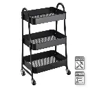 CARRO MULTIUSOS METAL NEGRO 44 X 31 X 79 CM