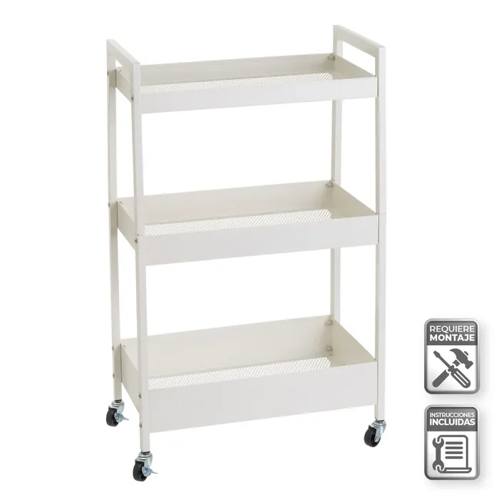CARRO MULTIUSOS METAL BLANCO 51 X 30 X 82 CM