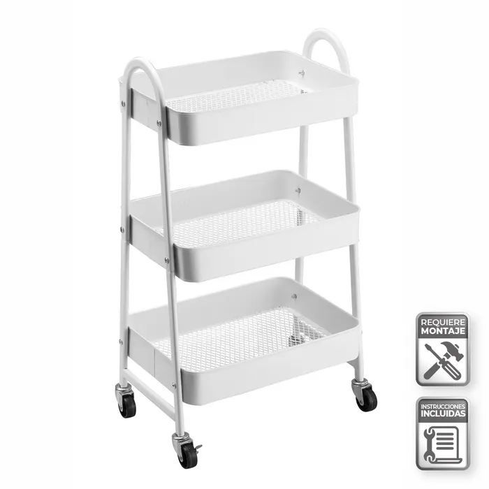 CARRO MULTIUSOS METAL BLANCO 44 X 31 X 79 CM