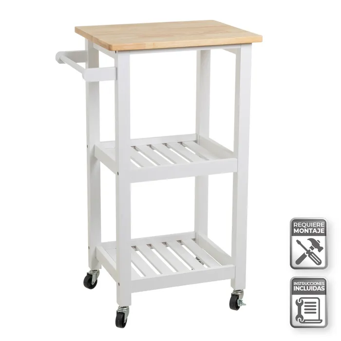 CARRO COCINA MDF-PINO BLANCO 56 X 39 X 85 CM