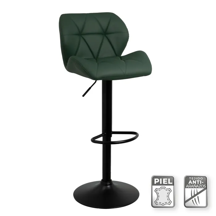 TABURETE PIEL-METAL VERDE 45 X 48 X 105 CM