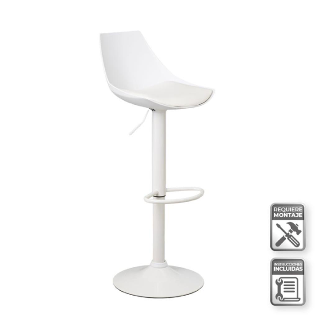 TABURETE CUERO SINTTICO-METAL BLANCO 38 X 46 X 104 CM