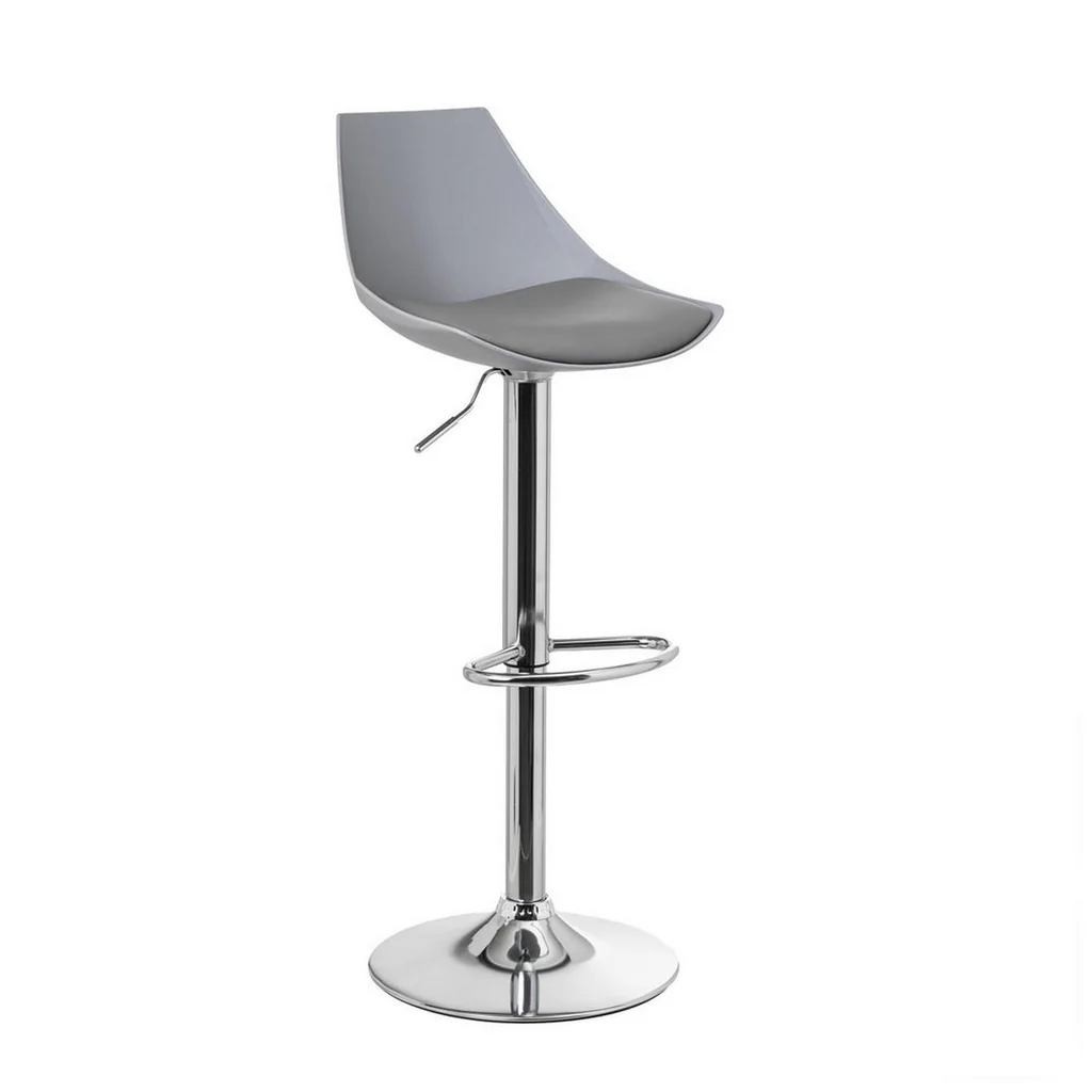 TABURETE CUERO SINTTICO-METAL GRIS 38 X 46 X 104 CM