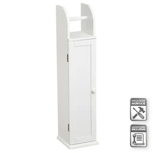 [125075] MUEBLE PORTARROLLOS PAPEL WC MDF BLANCO 18 X 20 X 79 CM