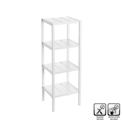 [7596] ESTANTERA 4 BALDAS MDF BLANCO 37 X 33 X 110 CM