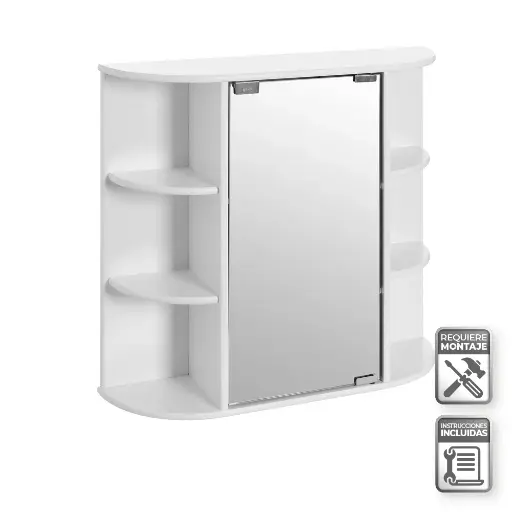 [803113] MUEBLE ESPEJO 4 BALDAS BASIC WHITE 59 X 16 X 58 CM