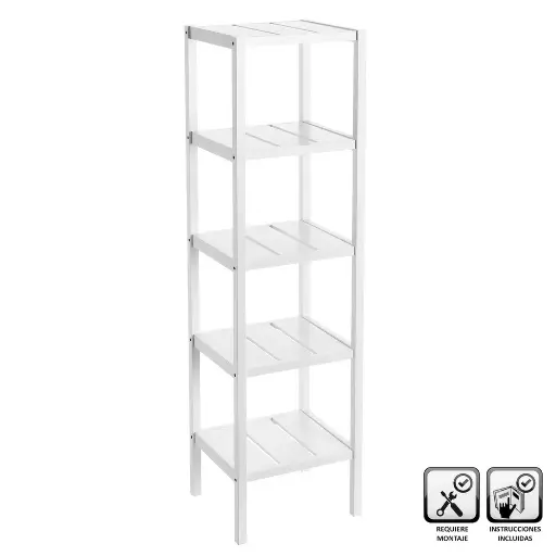 [7594] ESTANTERA 5 BALDAS MDF BLANCO 37 X 33 X 140 CM